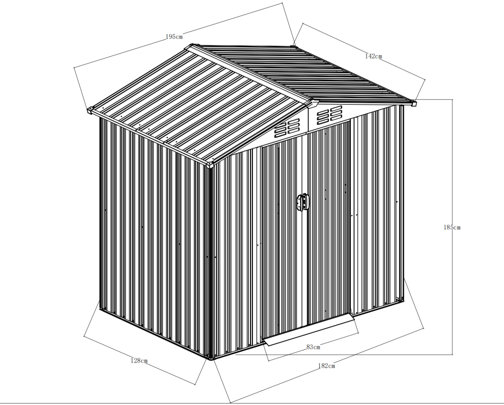 Outdoor Metal Storage Shed 81415642f4203042e5f1c39666ff1215