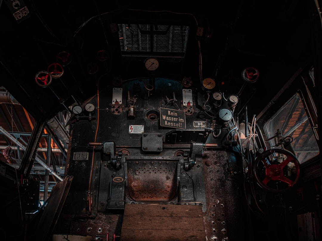 Historic Train with another maintenance cycle - In the engine shed most tools an machines are historic like the old locomotives.
